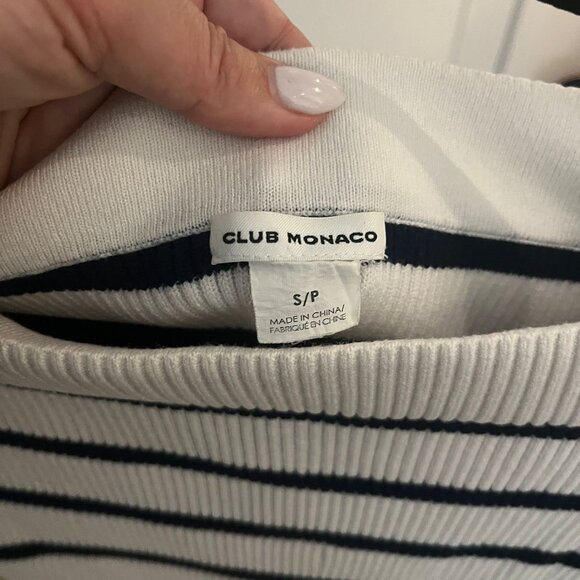 Club Monaco Size S Classic Striped Off-Shoulder Knit Top - Picture 3 of 5